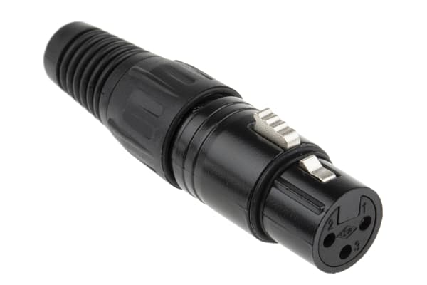 Product image for 3 way black chrome finish XLR cable skt