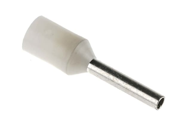 Product image for White insulated bootlace ferrule,8mm pin