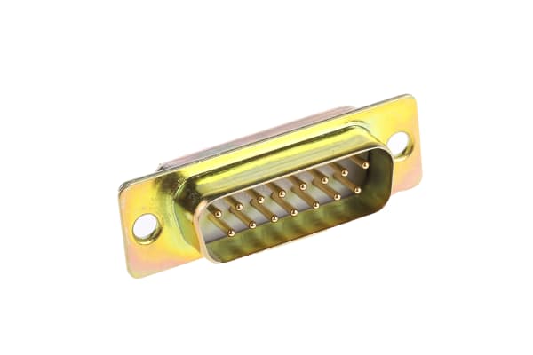 Product image for 15way straight PCB mount D plg,5A 750Vac