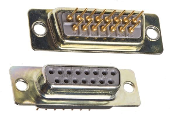 Product image for 15way straight PCB mount D skt,5A 750Vac