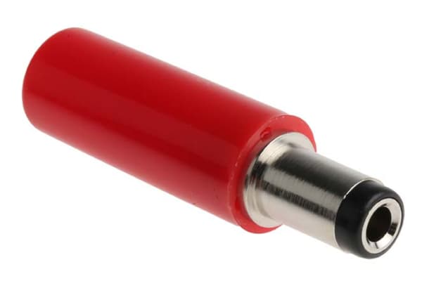 Product image for Red push fit power cable plug,2.5mm 5A