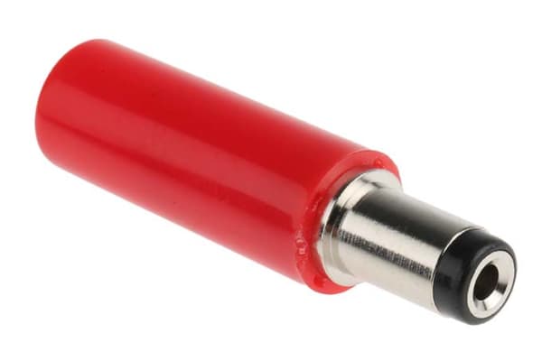 Product image for Red push fit power cable plug,2.1mm 5A