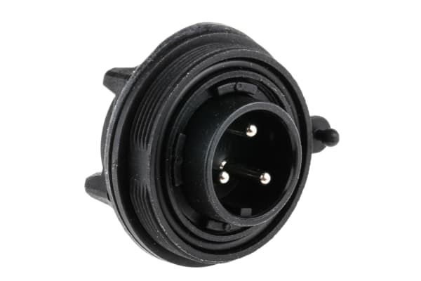 Product image for IP68 3 way jam nut chassis plug,10A