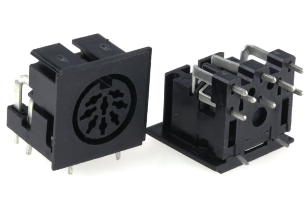 Product image for 8 way r/a plastic PCB mount DIN socket