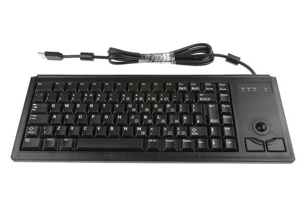 Product image for Cherry Trackball Keyboard Wired USB Compact, QWERTY (UK) Black