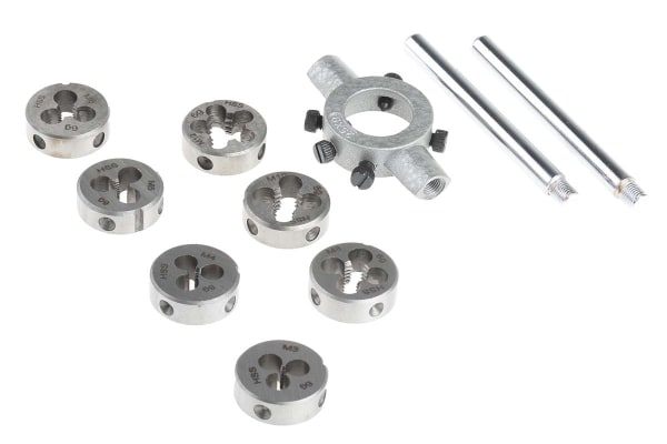 Product image for DIE SET HSS M3-M12 D=25MM +HOLDER 25X9