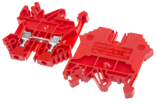 Product image for 2.5mm din rail terminal red