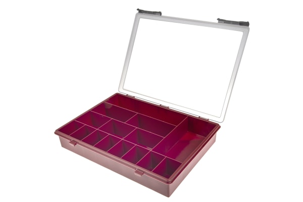 Product image for RED PLASTIC STORAGE BOX,15 COMPARTMENT