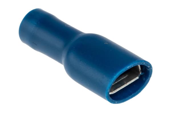 Product image for Blue crimp shrouded receptacle 6.3/0.8mm