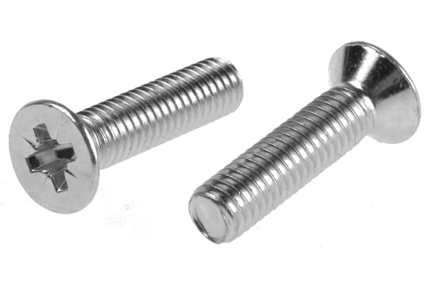 Product image for ZnPt steel cross csk head screw,M6x25mm