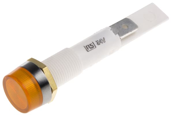 Product image for Arcolectric Orange Incandescent Indicator, Tab Termination, 24 V, 10mm Mounting Hole Size
