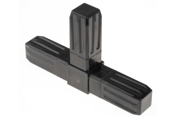 Product image for Black 3 way flat square tube connector