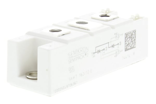 Product image for Semikron, SKKT 162/12 E, Dual Thyristor Module SCR, 156A 1200V, 7-Pin Semipack2