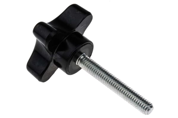 Product image for Black phenolic male cross knob,M6x40mm