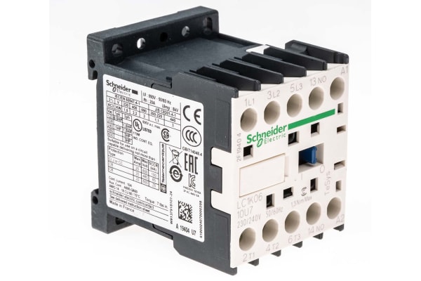 Product image for 3 pole contactor,2.2kW,6A,240Vac,1NO