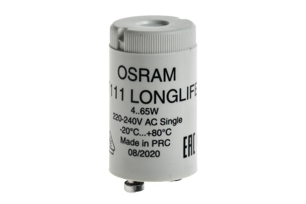 Product image for Osram ST111LL, Glow Fluorescent Light Starter, 65 W, 220 → 240 V ac, 40.3 mm length , 21.5mm Diameter