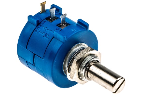 Product image for Bourns 1 Gang 10 Turn Rotary Wirewound Potentiometer with an 6.35 mm Dia. Shaft - 10kΩ, ±5%, 2W Power Rating, Linear,