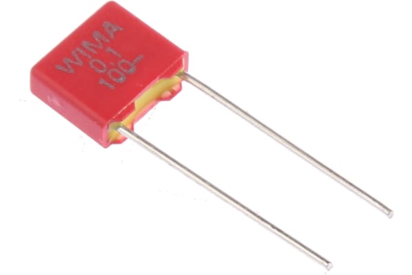 Product image for WIMA 100nF Polyester Capacitor PET 63 V ac, 100 V dc ±10%, Through Hole