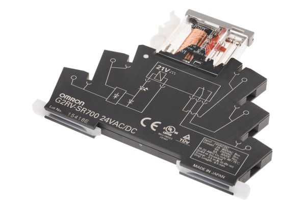 Product image for Slimline relay 6mm SPDT, 6 A, 24V AC/DC