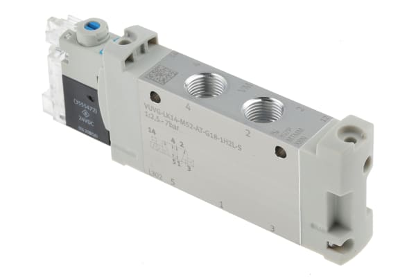 Product image for 5/2 Solenoid Valve, 14mm, G1/8, H2 pin