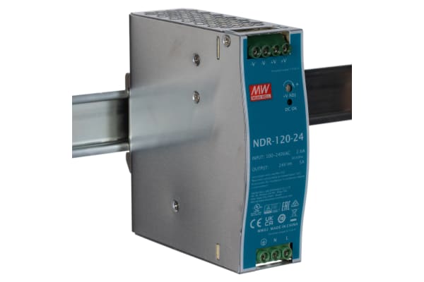 Product image for 120W DIN Rail Panel Mount PSU 24Vdc 5A