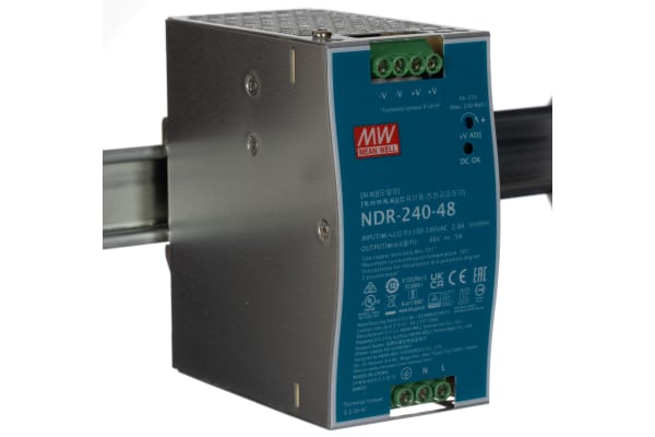 Product image for 240W DIN Rail Panel Mount PSU 48Vdc 5A