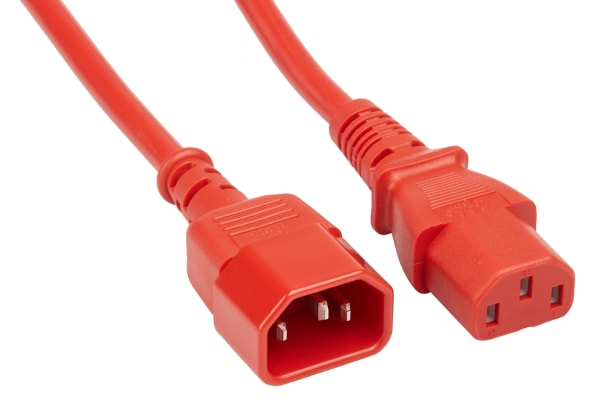 Product image for IEC C14 - C13 H05VV-F 1.0mm2 Red 3m