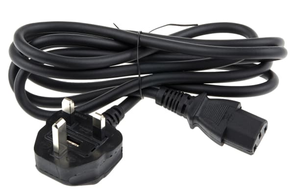 Product image for UK 13A IEC C13 H05Z1Z1-F 1.0mm2 Black 2m