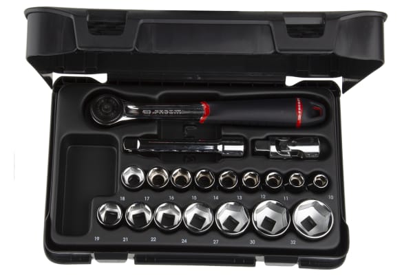 Product image for 1/2" STD 19 PCS SOCKET RATCHET SET