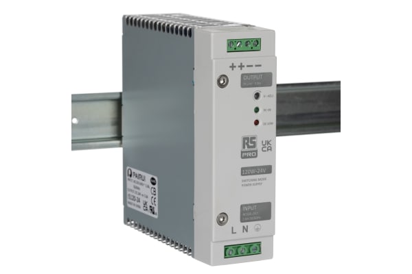 Product image for Din Rail Power Supply, 120W, 24V Output