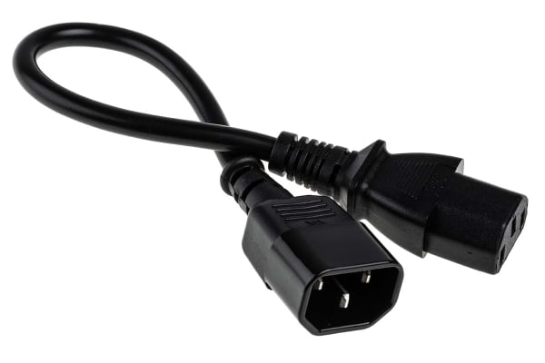 Product image for C14-C13 Cable H05VV-F 0.75mm2 Black 0.3m