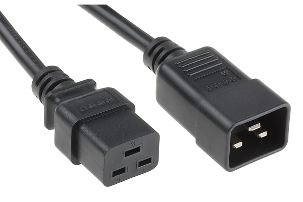 Product image for RS PRO 1m Power Cable, C19, IEC to C20, IEC