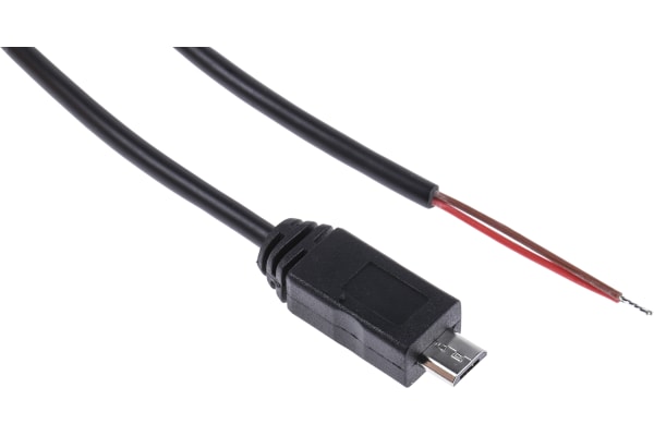 Product image for RS PRO Male USB Micro B to Bare Wire USB Cable, 1.8m