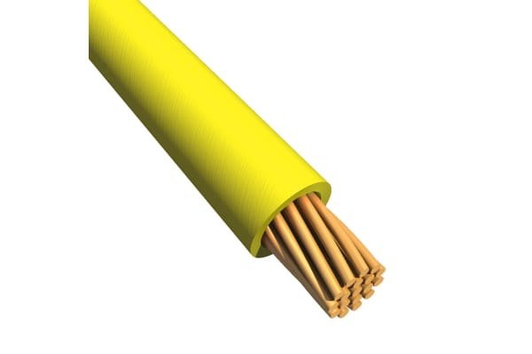 Product image for RS PRO Yellow Tri-rated Cable, 1 mm² CSA, 1 kV dc, 600 V ac, 17 A, 100m