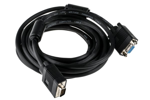 Product image for RS PRO VGA to VGA cable, Male to Female, 5m