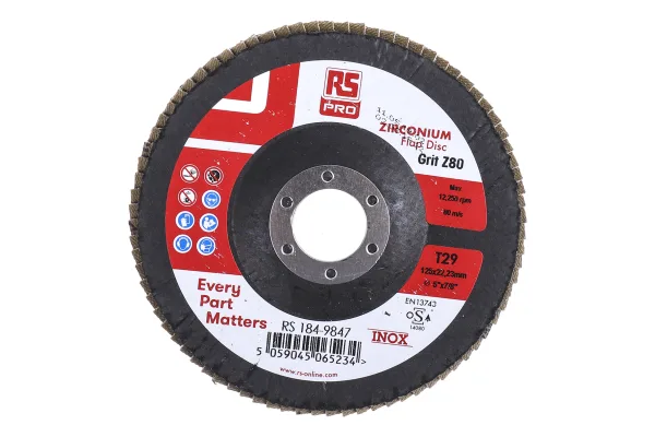 Product image for 125MM X 22MM ZIRCONIUM FLAP DISCS P80 (5