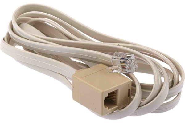 Product image for Beige 6 way RJ11 plug to skt extender,2m