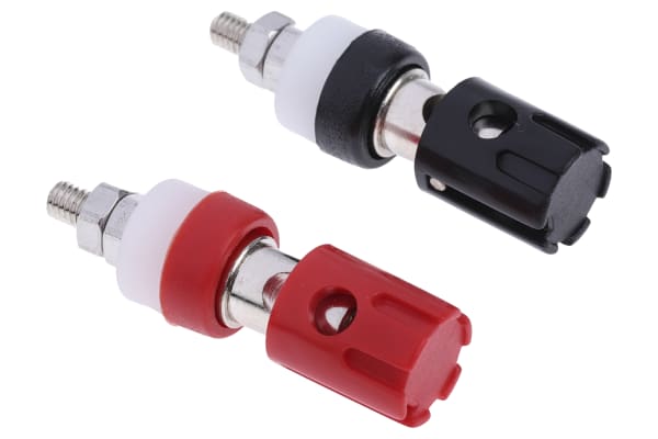 Product image for RS PRO 15A, Black, Red Binding Post - 7.2mm Hole Diameter