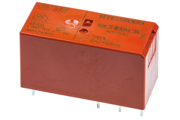 Product image for DPDT PCB power relay,8A 5Vdc coil