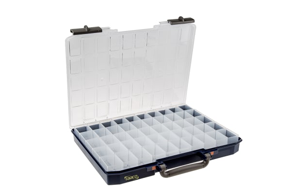 Product image for Raaco 50 Cell Blue PC, PP Compartment Box, 55mm x 425mm x 330mm