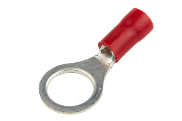 Product image for Red M8 crimp ring terminal,0.5-1.5sq.mm