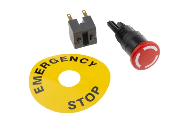 Product image for APEM Panel Mount Emergency Button - Twist to Reset, 16mm Cutout Diameter, 2NC, Mushroom Head
