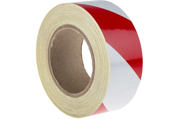 Product image for Red/wht BS1710 reflective tape,50mmx25m