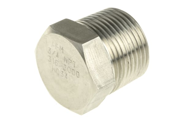 Product image for S/steel hex plug NPT thread,3/4in