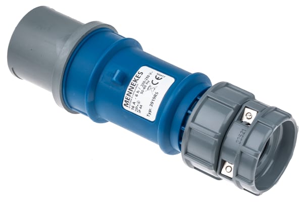 Product image for BLUE 2P+E IP44 POWER TOP PLUG,16A 230V