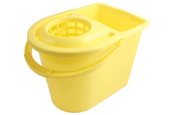 Product image for Yellow bucket with wringer, 15 litre