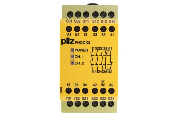 Product image for Pilz 24 V dc, 110 V ac Safety Relay -  Dual Channel With 3 Safety Contacts PNOZ X Range with 1 Auxiliary Contact,