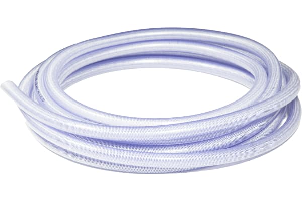 Product image for RS PRO PVC Flexible Tubing, Transparent, 41mm External Diameter, 15m LongReinforced, 320mm Bend Radius, Applications