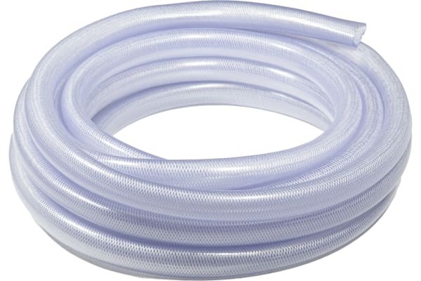 Product image for RS PRO PVC Flexible Tubing, Transparent, 48.5mm External Diameter, 15m LongReinforced, 420mm Bend Radius, Applications