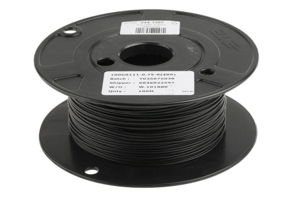 Product image for Black LSZH equipment wire,0.75sq.mm 100m